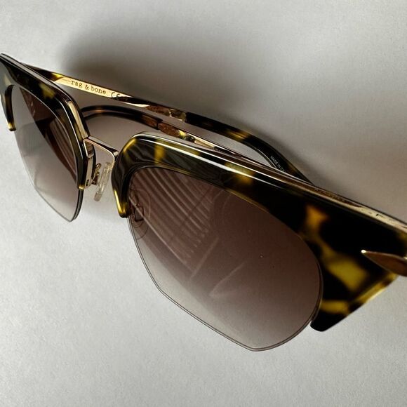 RAG and Bone Sunglasses RNB 1007S size 51 21 brown tortoiseshell Brat Girl NWOT - Picture 7 of 15